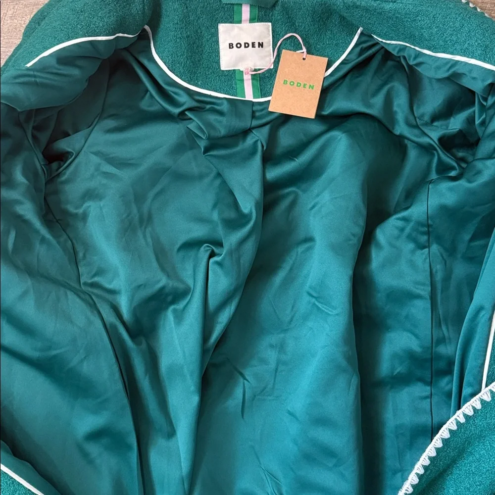 NWT Boden Blanket Stitch Wrap Coat In Alpine Green Size Medium - Picture 4 of 8